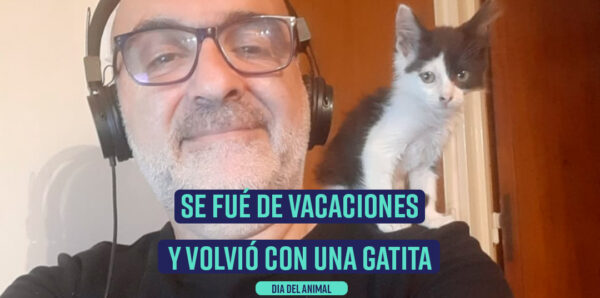 Lisandro y su gatita rescatada Catagata